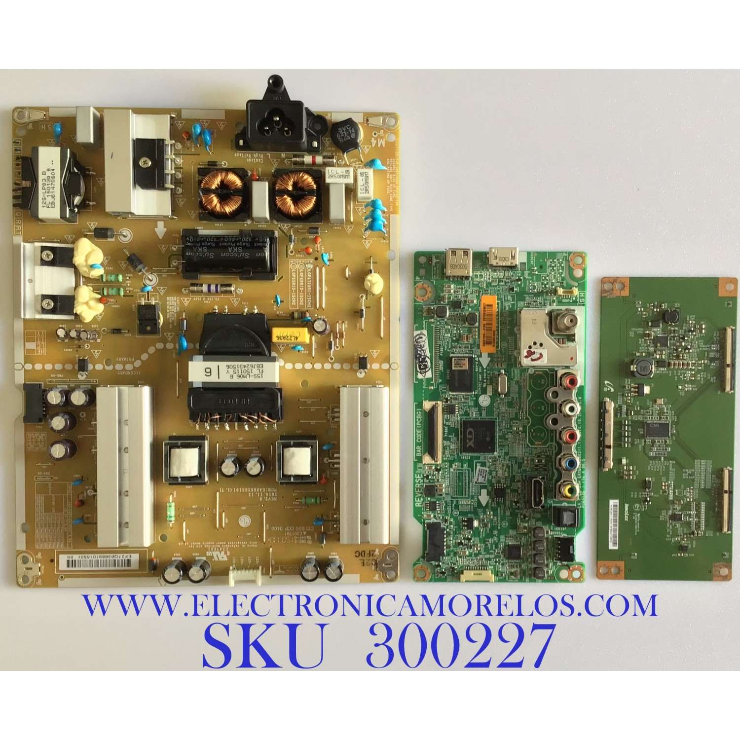 KIT DE TARJETAS PARA TV LG / NUMERO DE PARTE MAIN EBT63439827 / EAX66242602 / EAX66242602(1.1) / FUENTE 63689101 / EAY63689101 / T-CON V500HJ1-CPE1 / 4V9Q6 / 4V9Q63TTR3513F95W / PANEL NC500DUN-VXBP3 MODELO 50LF6000-UB / 50LF6000-UB.BUSJLOR